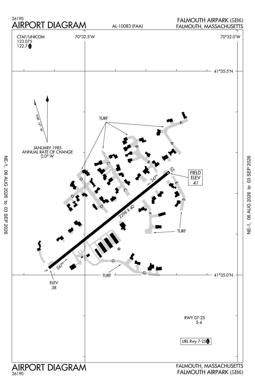 5B6 airport diagram — FAA taxiway and runway layout for Falmouth Airpark